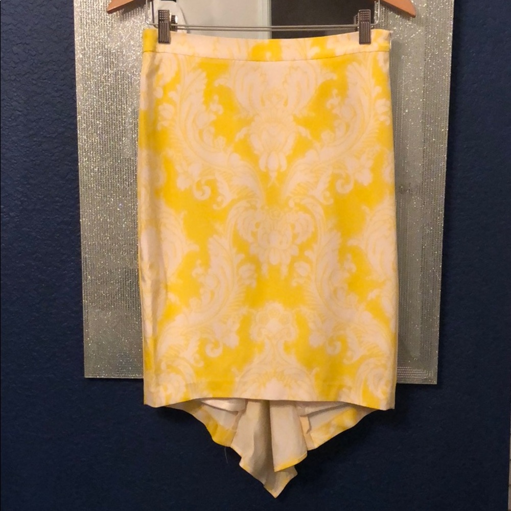 Marciano white yellow pencil skirt size 6